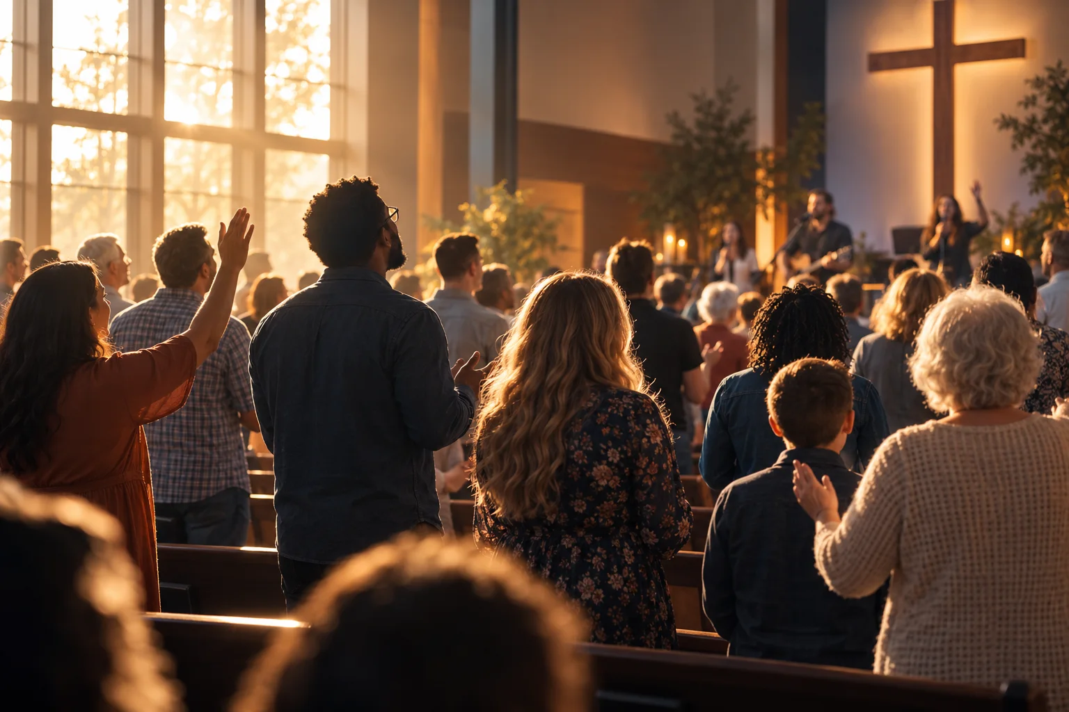A welcoming Christian community gathering in worship